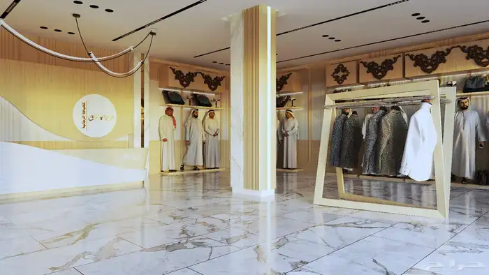 تصميم داخلي وديكور لمحل خياطه اثواب رجالي 3