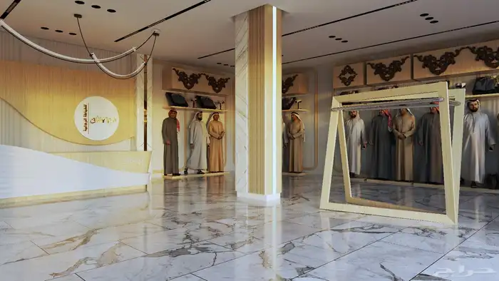 تصميم داخلي وديكور لمحل خياطه اثواب رجالي 5