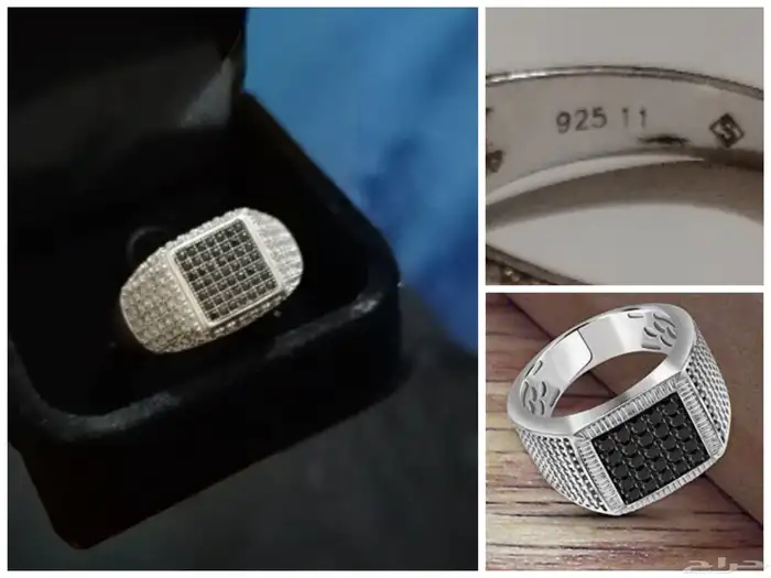 خاتم فضة رجالي ماركة مشهورة مرصع بالالماس 0