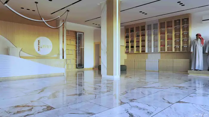 تصميم داخلي وديكور لمحل خياطه اثواب رجالي 1