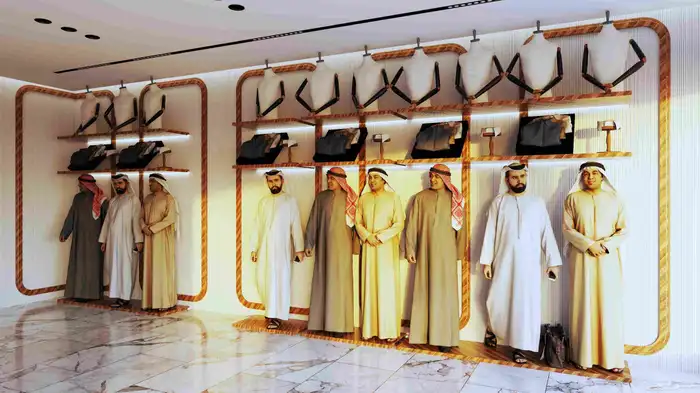 تصميم داخلي وديكور لمحل خياطه اثواب رجالي 6