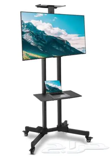 حامل تلفزيون مع رف وعجلات 1