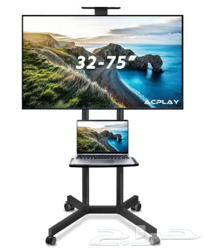 حامل تلفزيون مع رف وعجلات 2