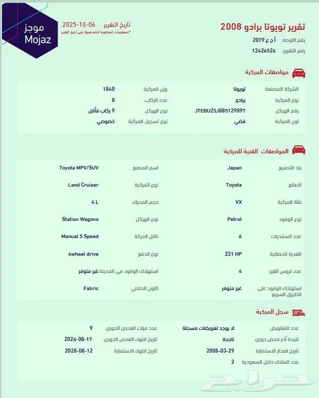 برادو 2008 سعودي VX فل كامل 6 سلندر بنزين مالك اول مخزن 58
