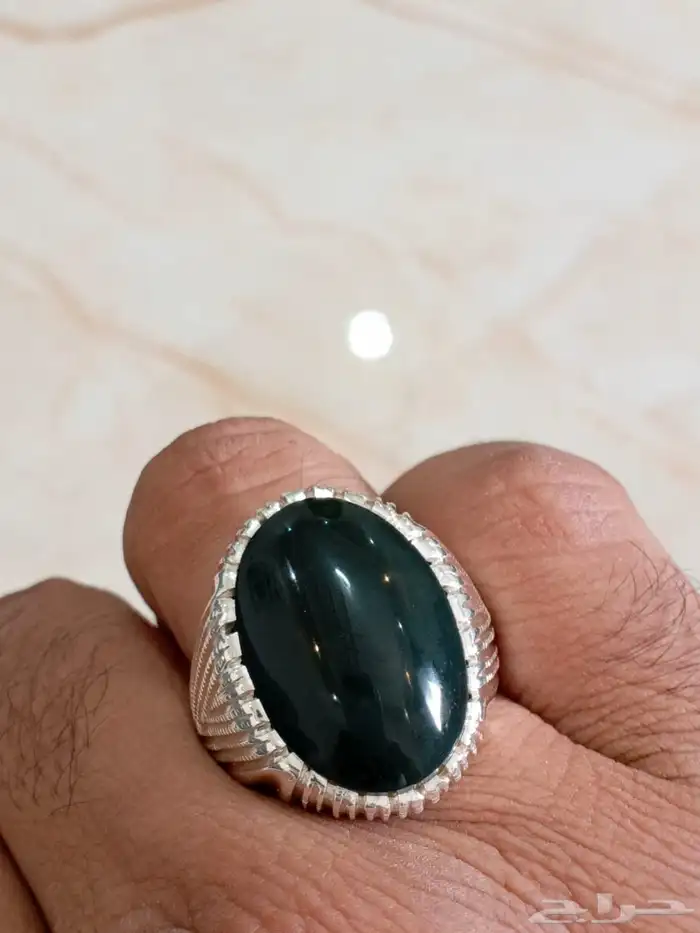 خاتم عقيق اخضر يماني 9