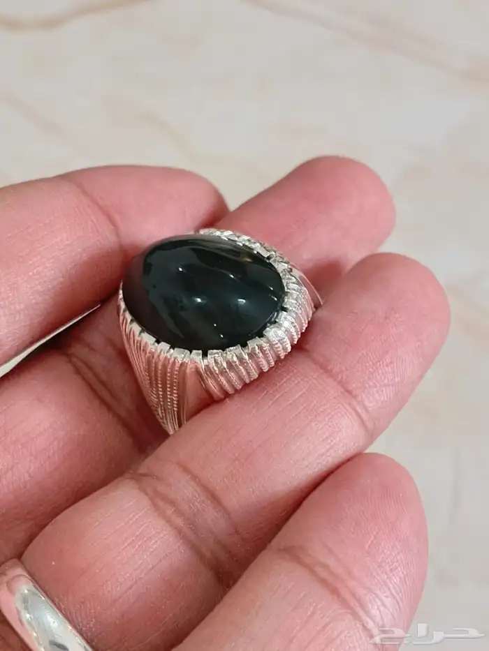 خاتم عقيق اخضر يماني 4