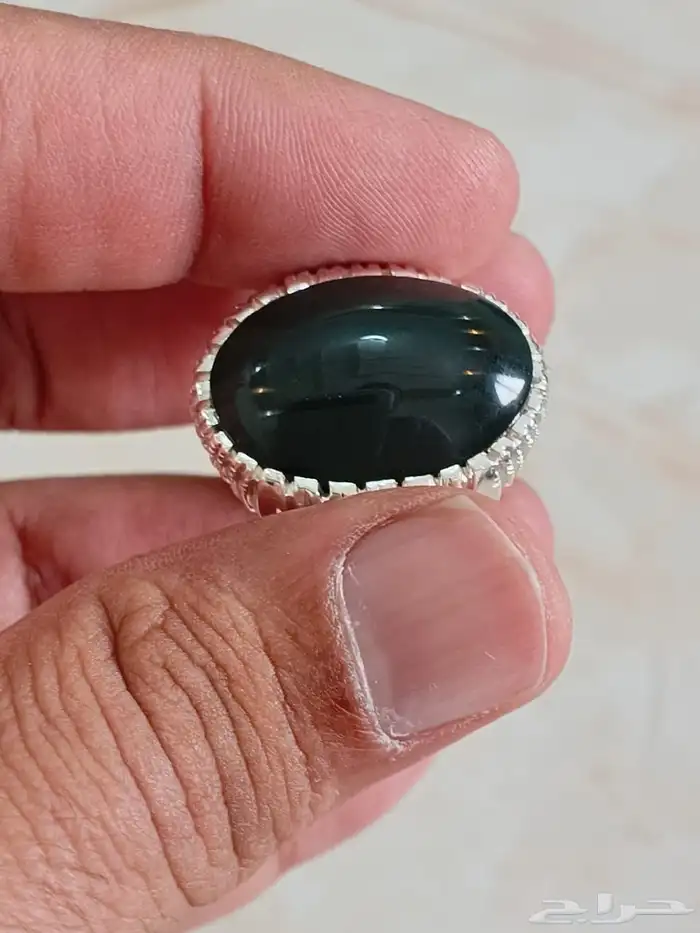 خاتم عقيق اخضر يماني 3