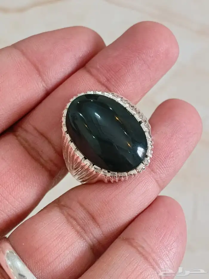 خاتم عقيق اخضر يماني 6