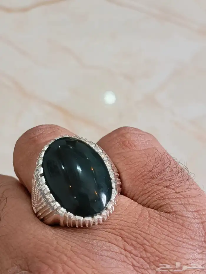 خاتم عقيق اخضر يماني 8