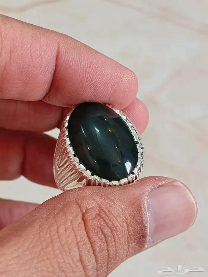 خاتم عقيق اخضر يماني 0