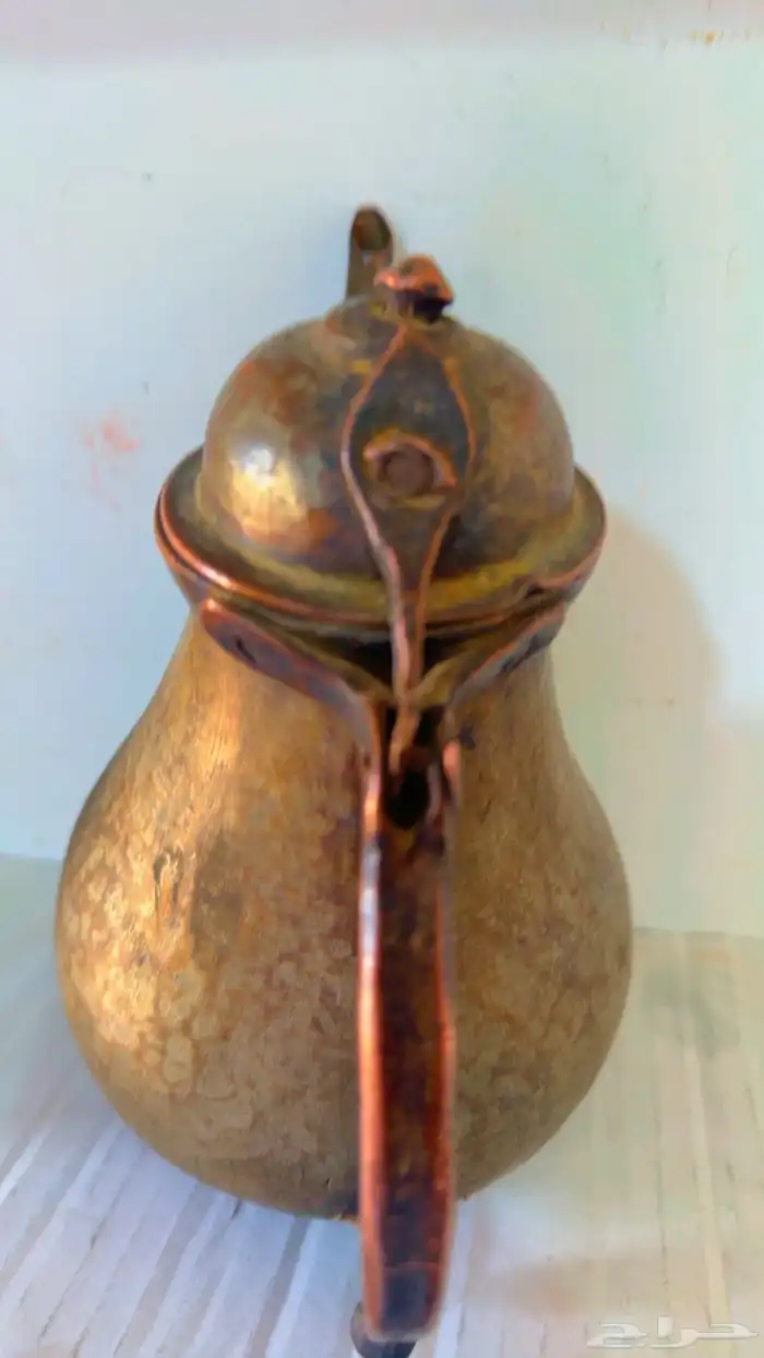 إبريق شاي من النحاس الأحمر العتيق وزنه ثقيل 8