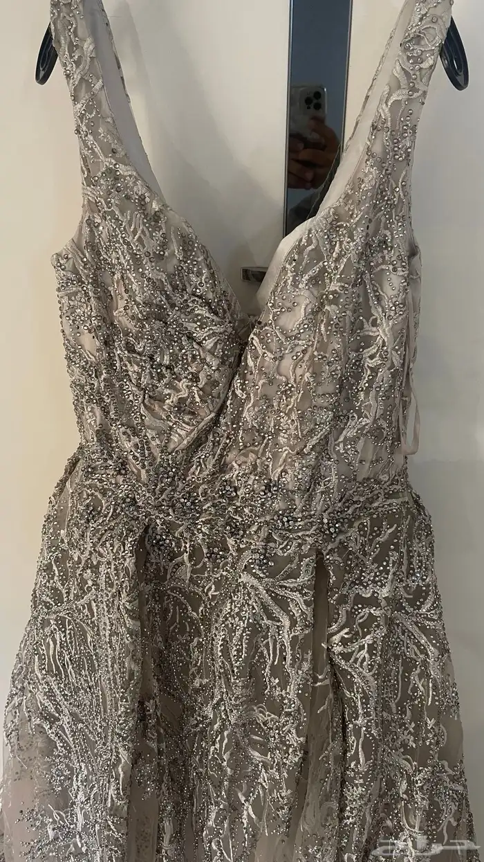 فستان اعراس رمادي فخم للبيع 8
