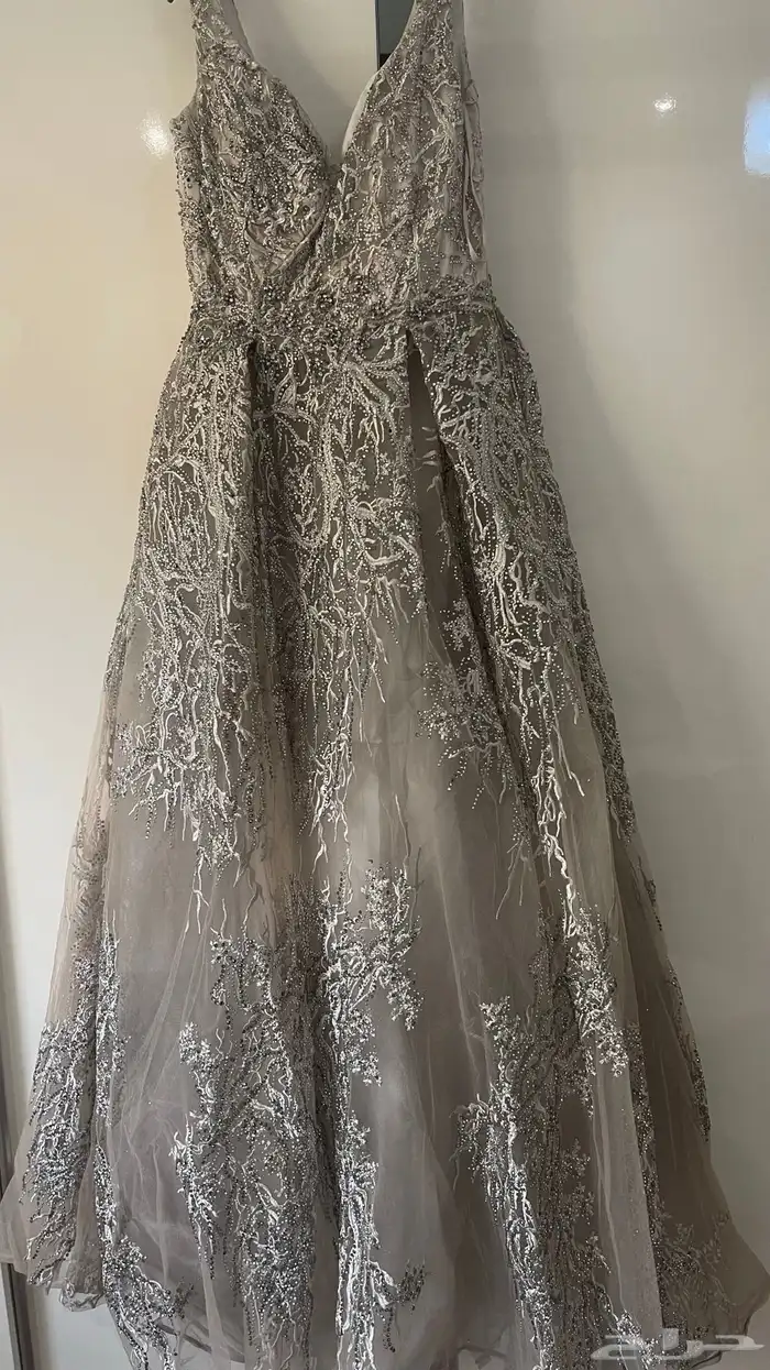 فستان اعراس رمادي فخم للبيع 11