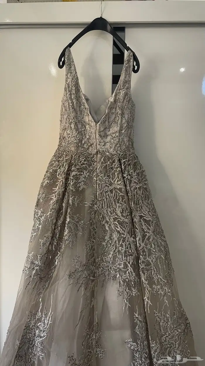 فستان اعراس رمادي فخم للبيع 12