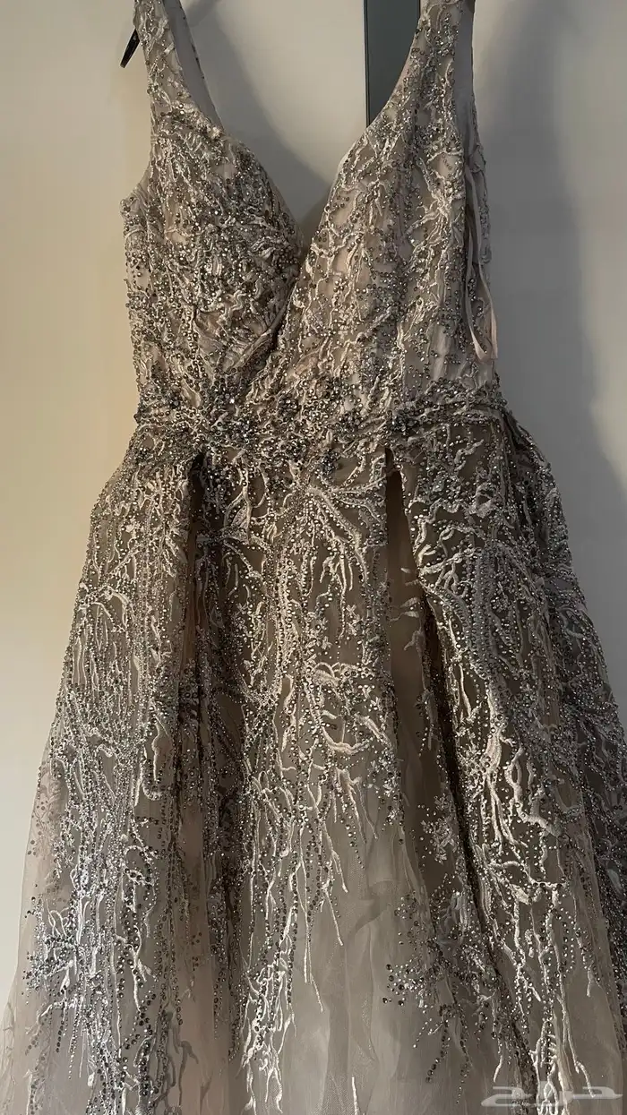 فستان اعراس رمادي فخم للبيع 5