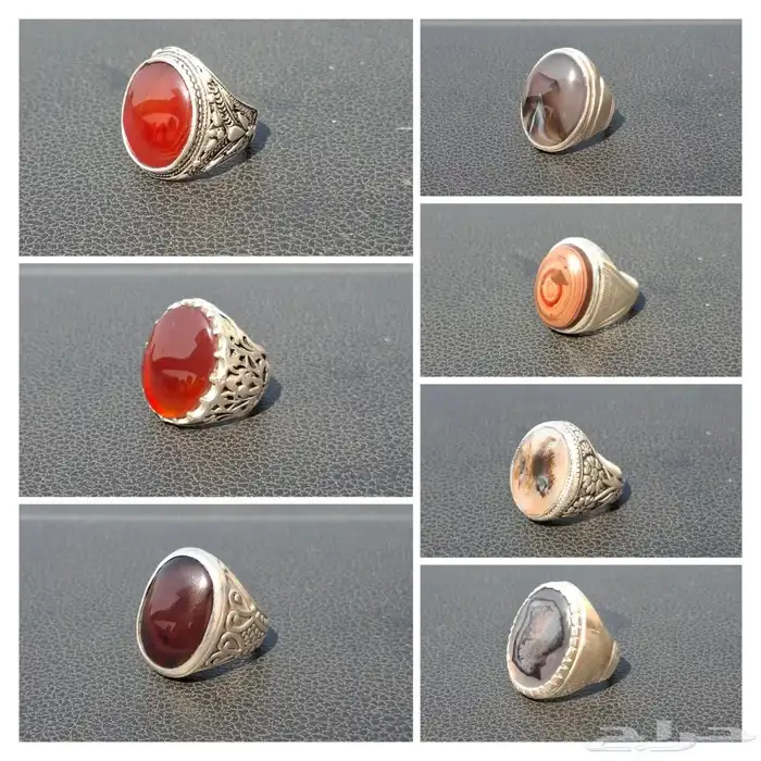 خواتم عقيق شغل مميز فضه تقيله 0