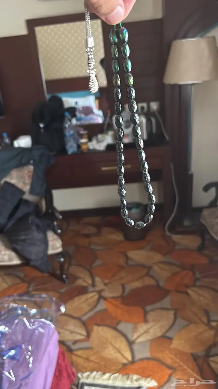 سبحه من الحجر الطبيعي الهيماتيت يتغير لونها من تغير الحراره 4