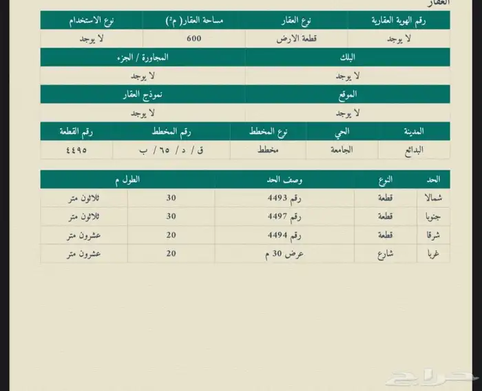 للبيع ارض حي الجامعة 0