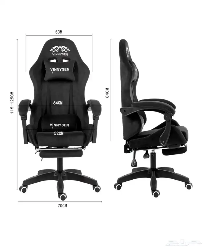 كرسي قيمنق مخمل اسود 3