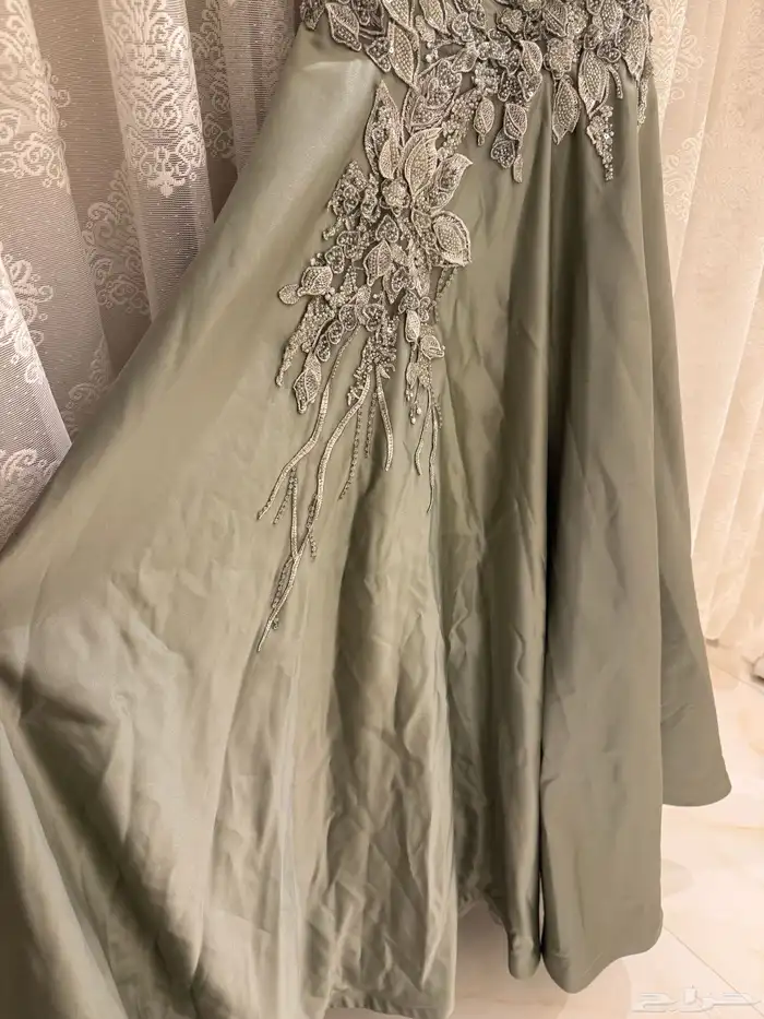 فستان سهره زيتي طويل 1