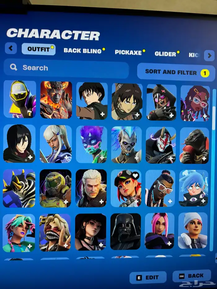 حساب فورت نايت 227 سكن 1