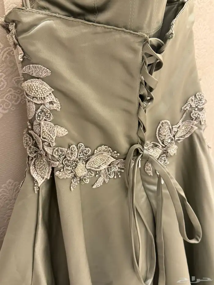 فستان سهره زيتي طويل 2