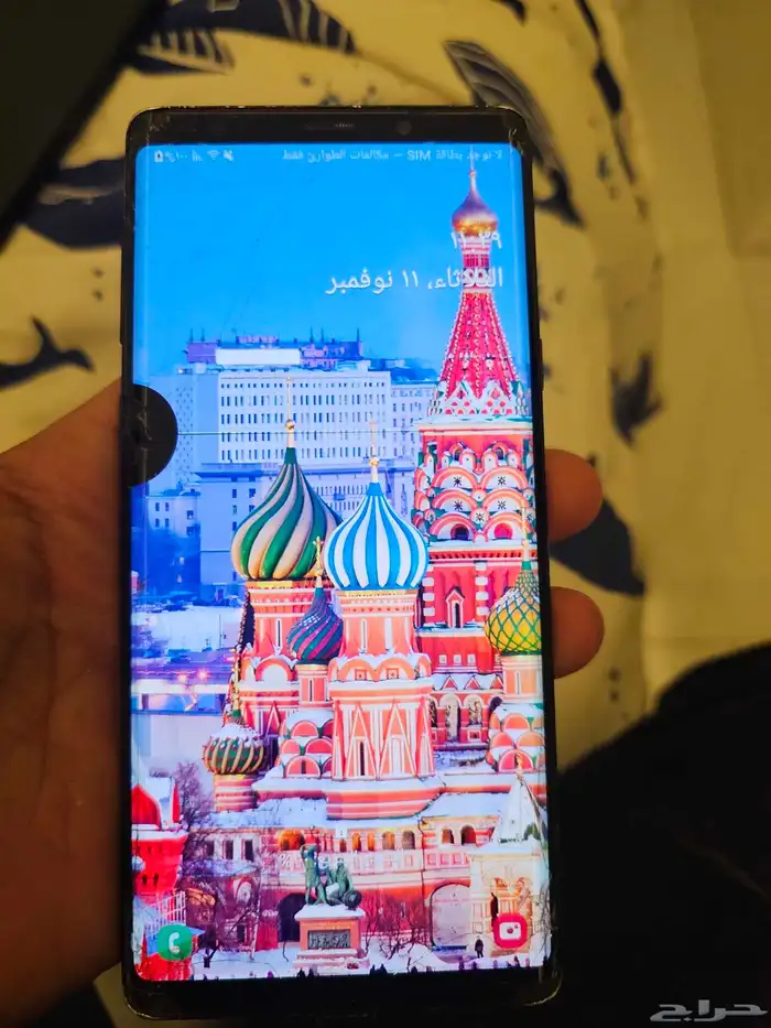 جوال نوت 9. فيه كسر بالشاشة لا تؤثر على العمل 0