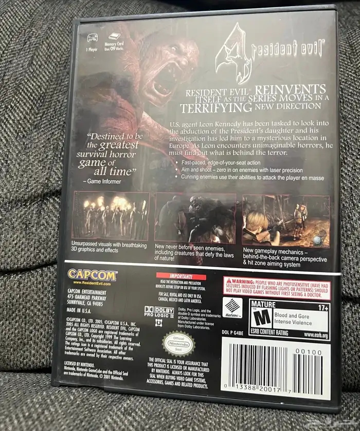 شريط ريزدنت ايفل 4 الاصلي نسخة نينتندو جيم كيوب 1