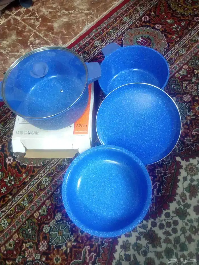 للبيع طقم قدور سيراميك أزرق فاخر (جديد) 0