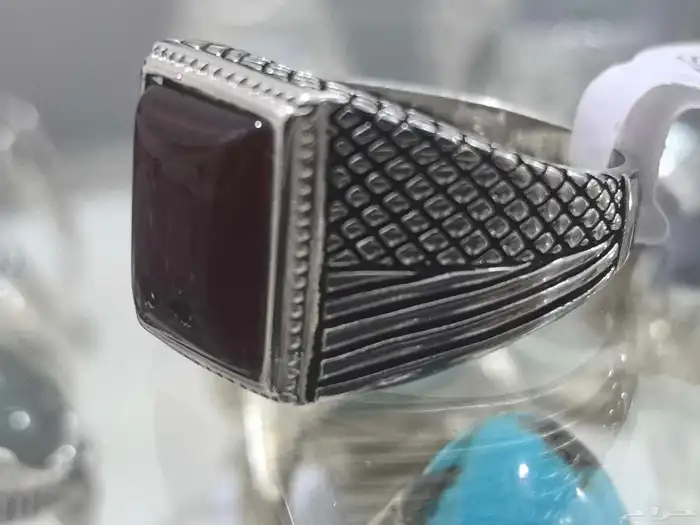 خاتم فضه بفص كبدي 0