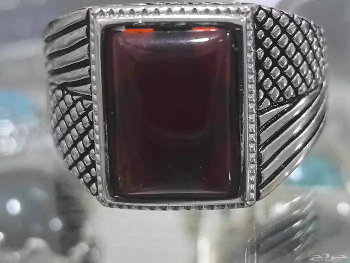 خاتم فضه بفص كبدي 1