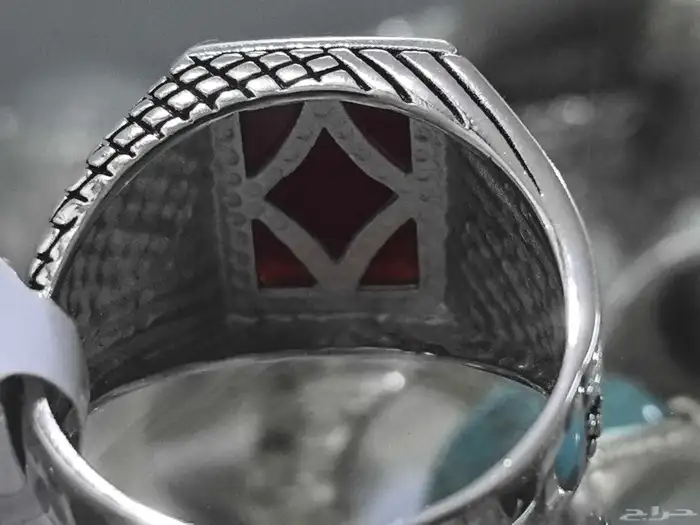 خاتم فضه بفص كبدي 3