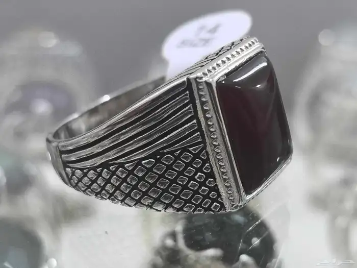 خاتم فضه بفص كبدي 2