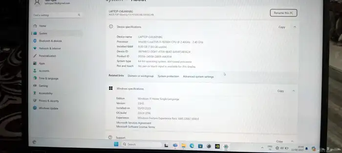 asus tuf f15 gaming laptop with i5 processer. 8gb ram 1