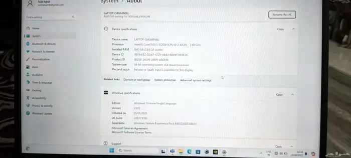 asus tuf f15 gaming laptop with i5 processer. 8gb ram 0