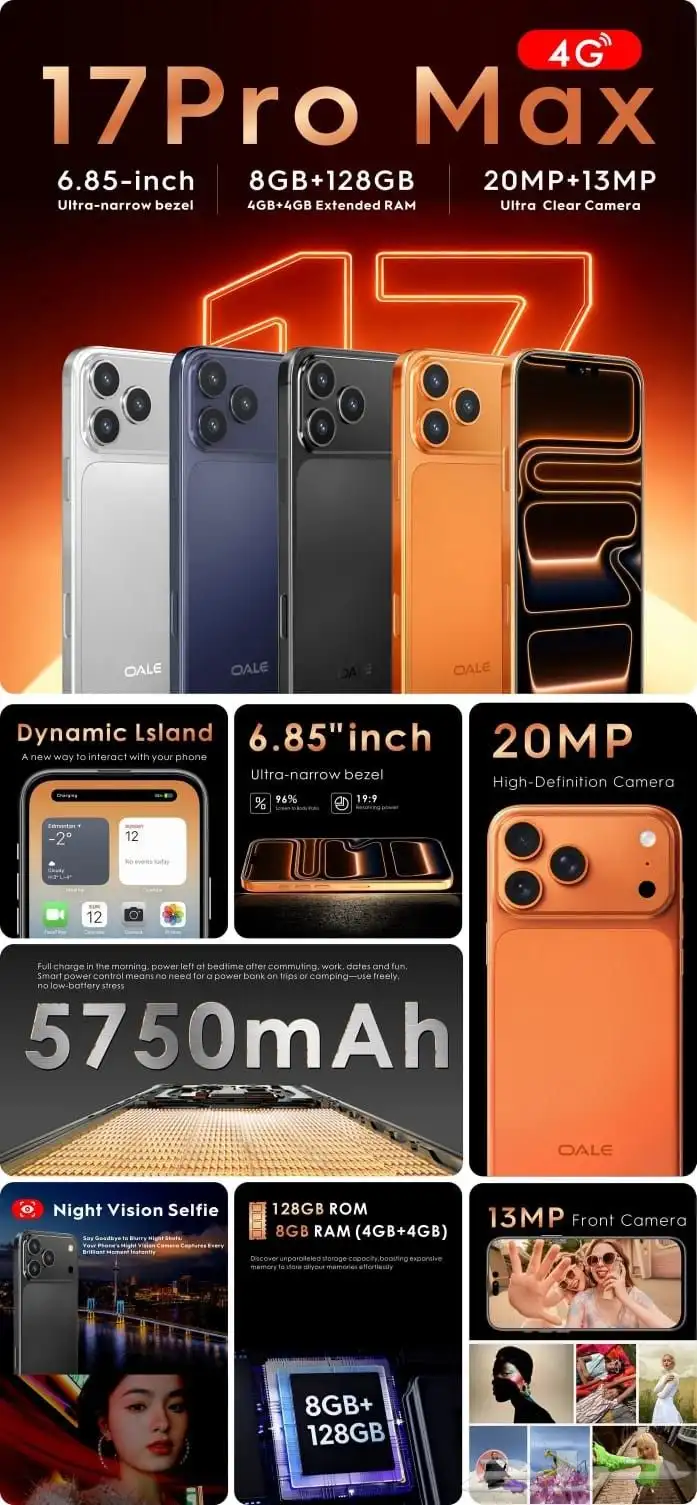 جوال OALE 17 Pro Max ضمان سنتين 0