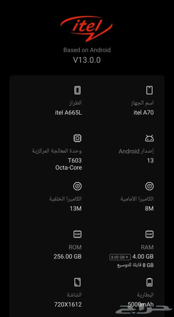 جوال اتيل A70 للبيع مستخدم 1