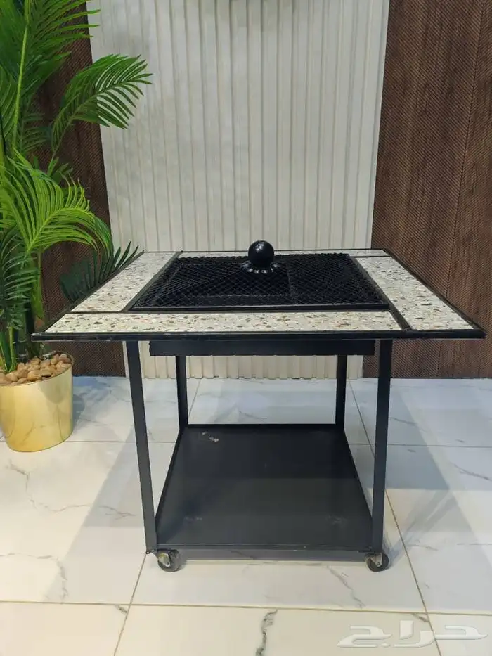 منقل حطب مربع بكفرات مقاس 75 75 سم منقل حطب حديد كامل بحواف 4