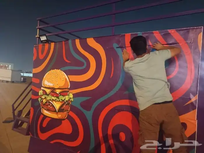 استكر فود ترك بنر لوحات مشروع ليبل فواتير بوكس برجر لوحات 0