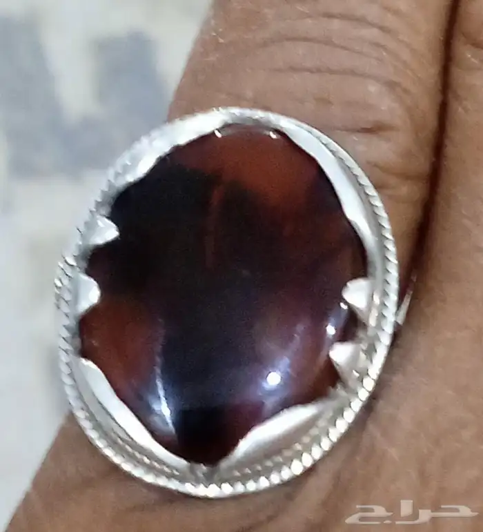 خاتم عقيق يماني اصلي مقاس 8 0