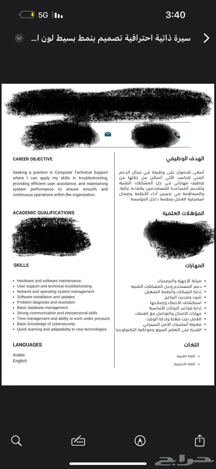 سيرة ذاتية محترفة 2