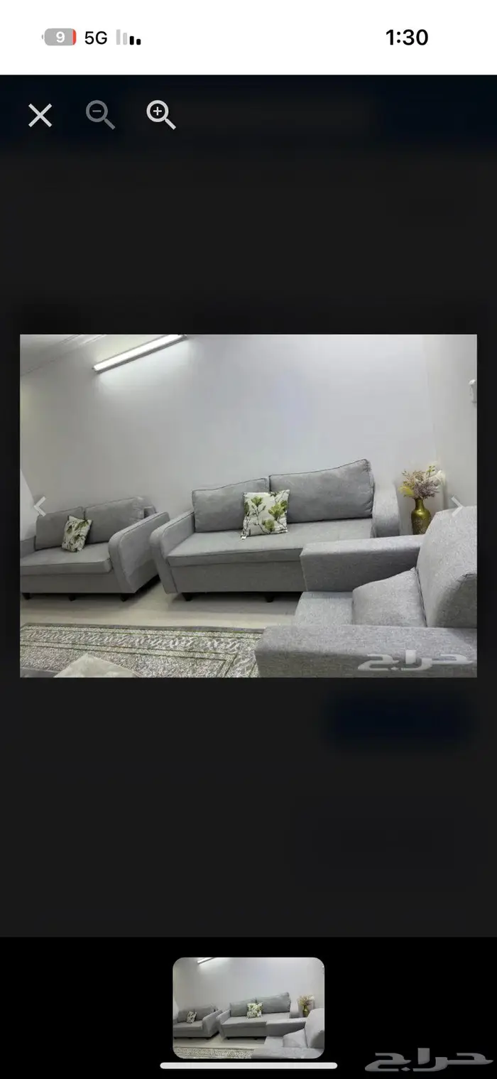 كنب استعمال نظييف وقماش سهل التنظيف لون رمادي يكفي سبعه 0