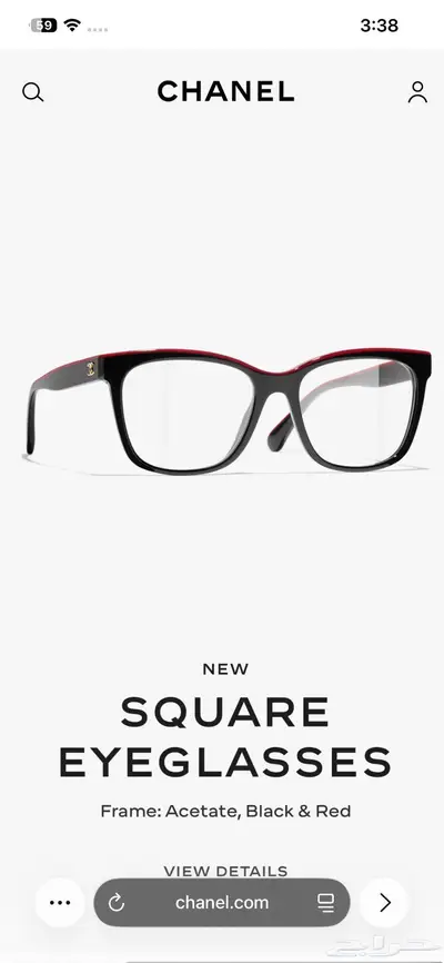 نظارة نظر شانيل الاصلي لون اسود بخط احمر جديد index