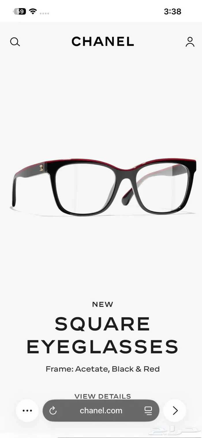 نظارة نظر شانيل الاصلي لون اسود بخط احمر جديد 1
