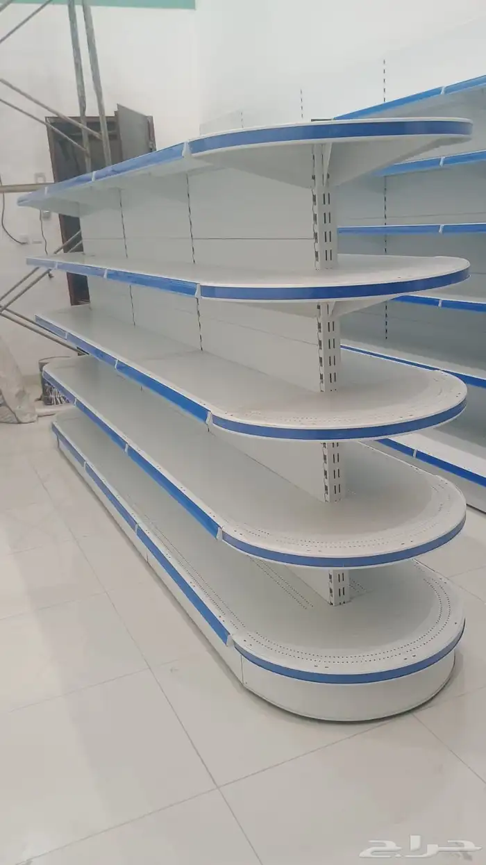 رفوف بقالة للبيع لغرض تصفية محل بالكامل حالة الرفوف شبه مرفق 4