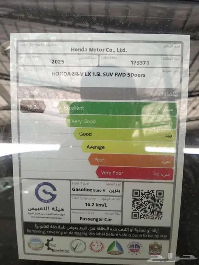 هوندا ZR.V ستاندر خليجي 2025 index