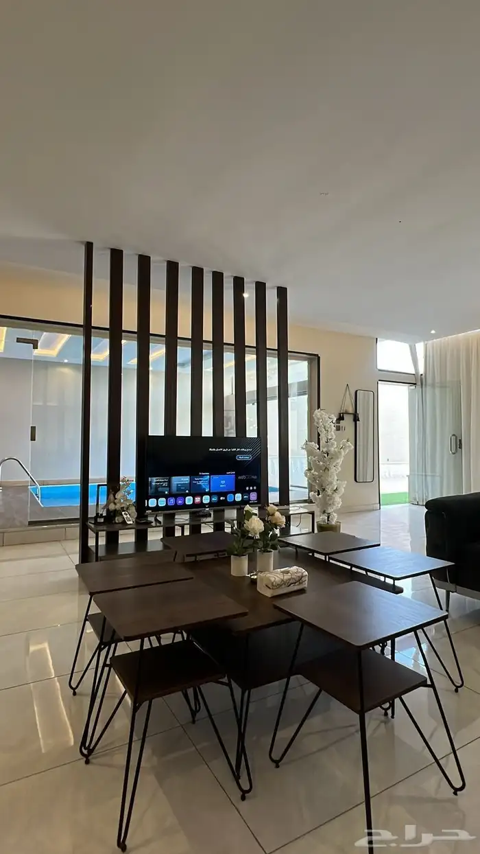 شاليهات للايجار نظام غرفتين صاله مسبح مطبخ حوش جلسات خارجيه 9