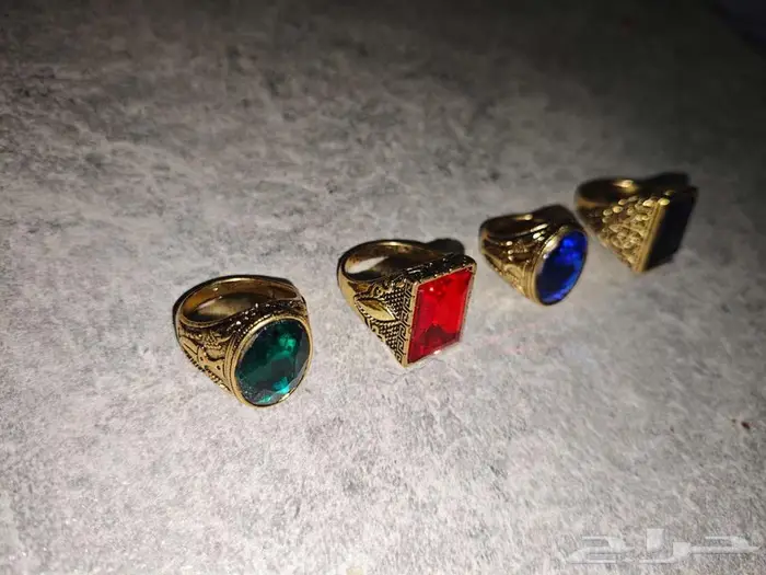 خواتم خاتم ملكية ح رفية بألوان العقيق الطبيعي (ذهبي وفضي) 2