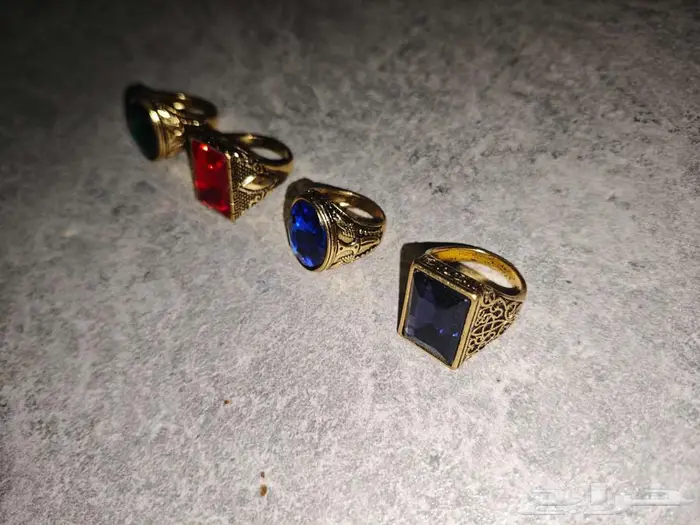 خواتم خاتم ملكية ح رفية بألوان العقيق الطبيعي (ذهبي وفضي) 4