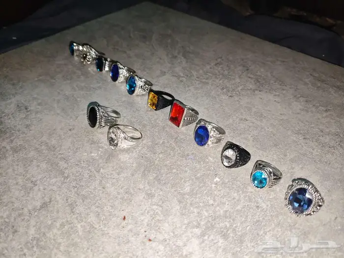 خواتم خاتم ملكية ح رفية بألوان العقيق الطبيعي (ذهبي وفضي) 0